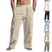 Men's Clothing Linen Thin Breathable Workwear Multi Pocket Loose Casual Trousers Long Trousers_viptrois.com