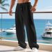 Men's Clothing Men's Casual Trousers Autumn Winter Straight Leg Athletic Pants Simple Drawstring Jacquard Waffle Pattern Solid Color Style_viptrois.com
