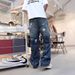 Men's Clothing Retro Personality Ripped Beggar Jeans Men Spring Street Fashion Brand Handsome Loose Straight Long Pants Men_viptrois.com