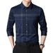 Men's Seamless Bonded Long Sleeve Shirt – Stretchable & Wrinkle-Free Printed Shirt With Rhinestone Buttons For Casual & Smart Wear_viptrois.com