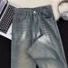 Men's Distressed Gradient Blue Jeans - Loose Fit Straight Leg Vintage Streetwear Pants (Sizes S-3XL)_viptrois.com