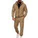 Men's Fleece Lined Two Piece Winter Suit Casual Sportswear Hooded Set Fashionable_viptrois.com