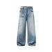 Men's Clothing Street Baggy Version Neutral Wide Leg Mopping Dirty Ink Splashed Distressed Design Jeans_viptrois.com