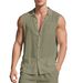 Men's Summer New Loose Linen Simple Casual Sleeveless Cardigan Beach Shirt_viptrois.com