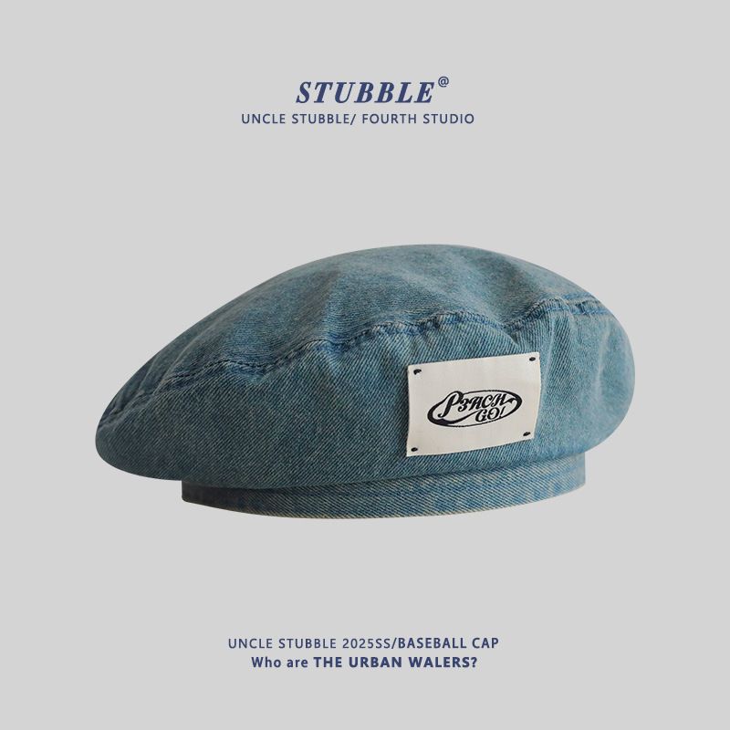 Retro Denim Beret Hat - Korean Style Small Face Beret For Women, Versatile Painter Hat & Fashion Accessory_viptrois.com