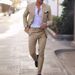 Men's Clothing Men's Suit Two Piece Suit One Button Linen Cotton Linen Solid Color Suit Men_viptrois.com
