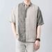 Men's Clothing Summer Short Sleeved Polo Shirt Loose Casual All Match Youth Art Shirt_viptrois.com