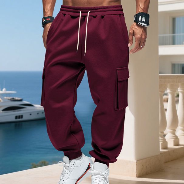 Men's Clothing Heavy Plus Velvet Men's Heavyweight Fleece-Lined Relaxed Fit Cargo Jogger Pants For Casual Streetwear & Outdoor Activities_viptrois.com