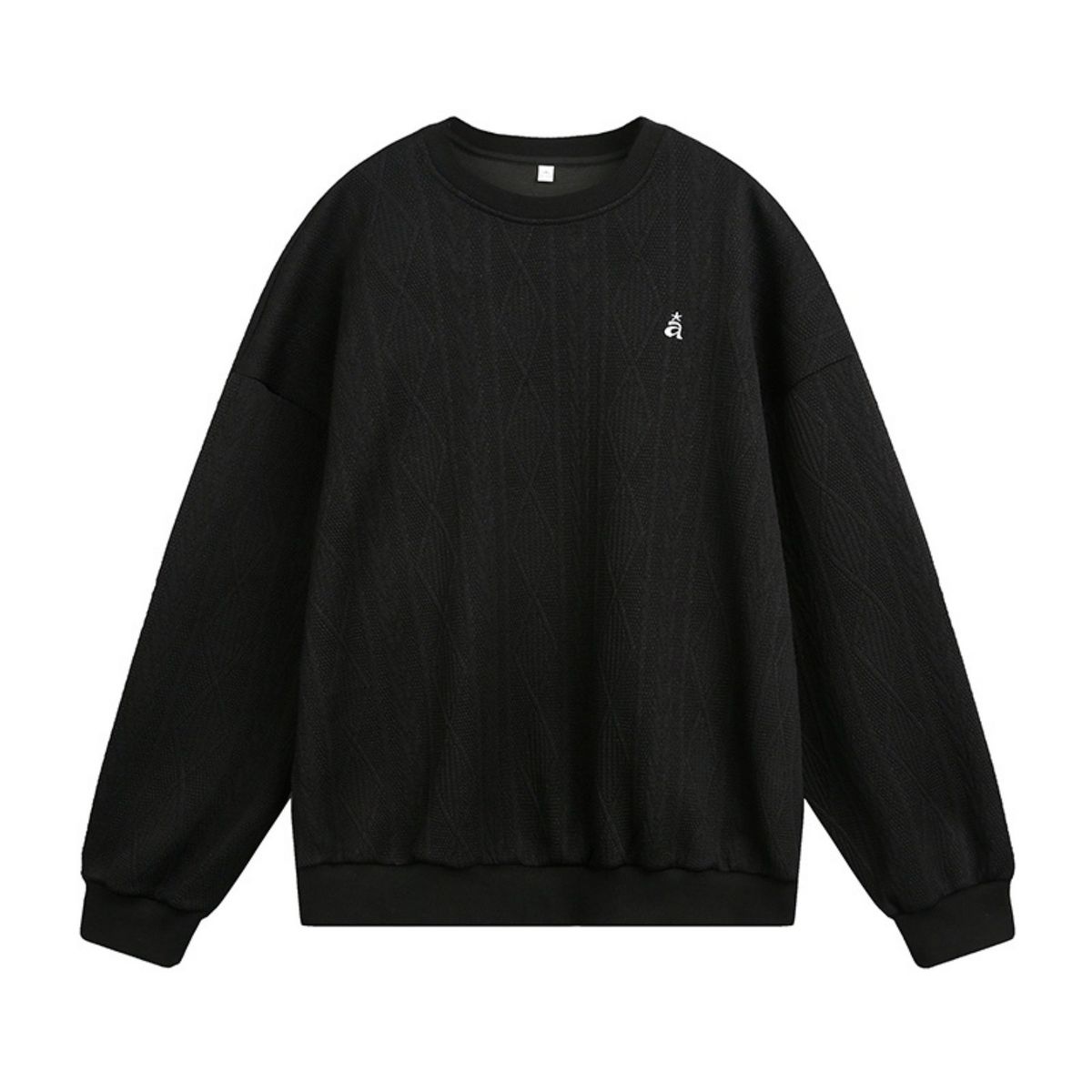 Vintage-Inspired Letter Embroidery Crewneck Sweatshirt For Men - Retro Textured Jacquard Pullover With Contrast Color Design_viptrois.com