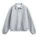 Monochrome Man- 380G Heavyweight Textured Turn-Down Collar Sweatshirt For Men, Autumn Oversized Retro Light Old Money Long Sleeve_viptrois.com