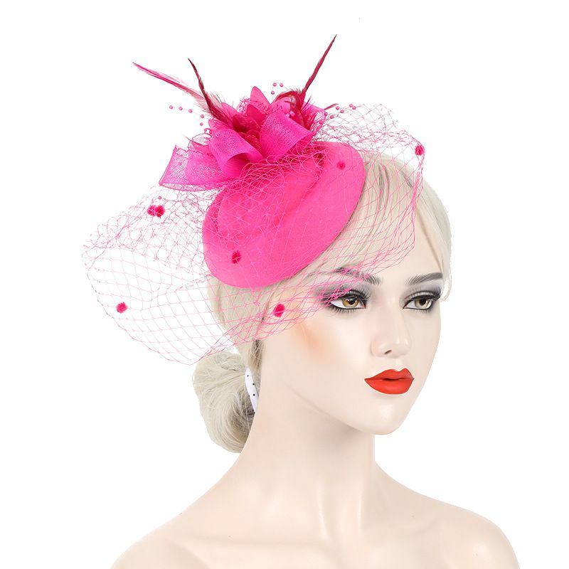 hot sale bride headdress hairpin retro mesh hat feather hair accessories_viptrois.com