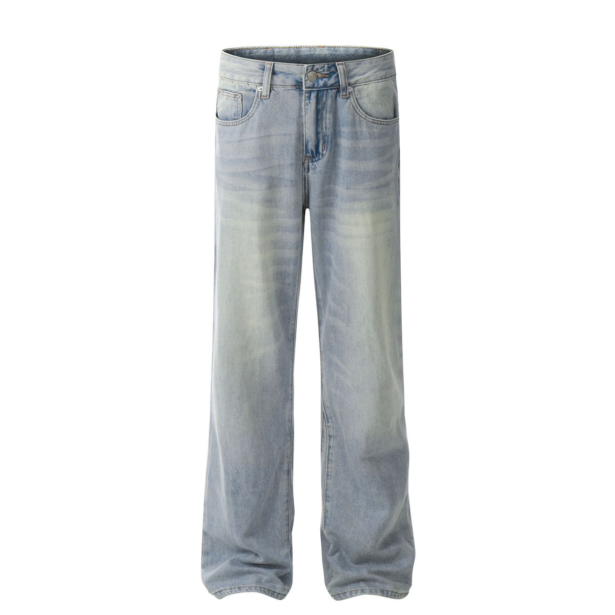 Men's Clothing Neutral High End Street Trend Water Wash Blue Cool Design Slim Men's Flared Casual Jeans_viptrois.com
