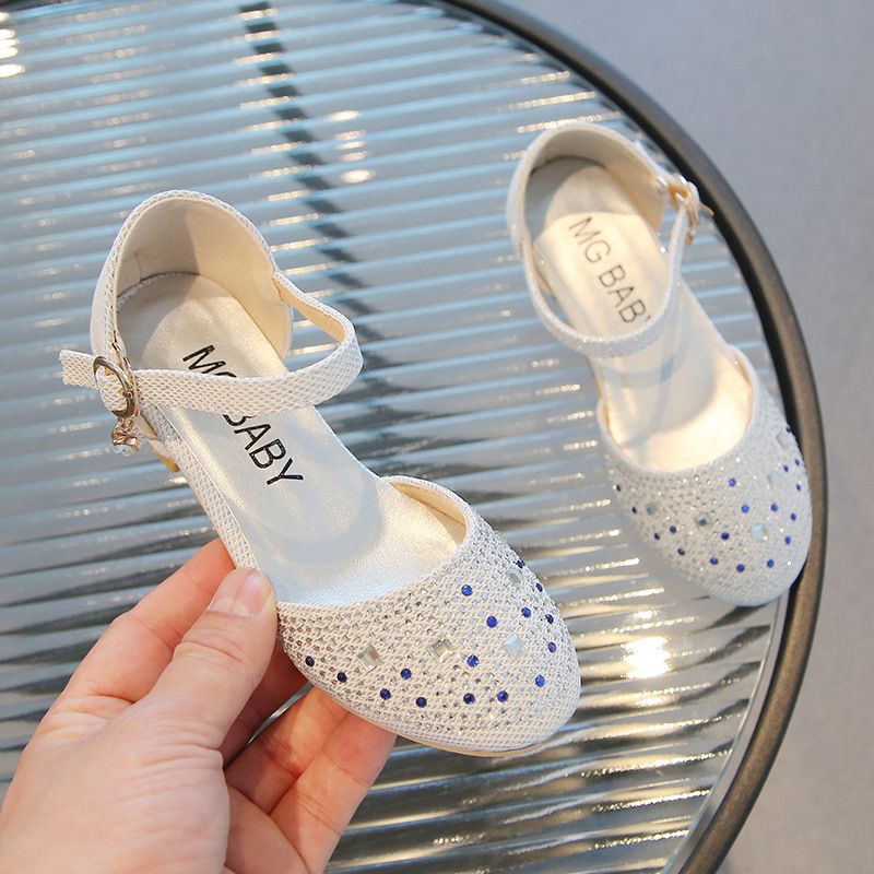Girls Rhinestone Princess Shoes 2025 Spring New Children's Performance Leather Shoes Girls Stylish Crystal Shoes Baby Single Shoes_viptrois.com