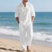 women's linen relaxed fit set – oversized lapel shirt & wideleg pants | koreaninspired loose style | breathable summer outfit in sage green_viptrois.com