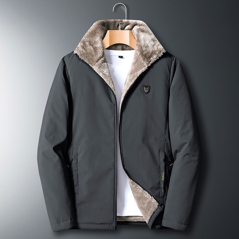 Men's Fleece-Lined Winter Coat – Heavyweight Polyester Shell With Detachable Hood (M-8XL, Business-Casual Versatility, Extended Sizing)_viptrois.com