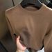 Men's Classic Round Neck Knit Sweater – Autumn & Winter Pullover, Soft & Warm Casual Long Sleeve Top (White, Black, Dark Gray, Maroon, Apricot)_viptrois.com