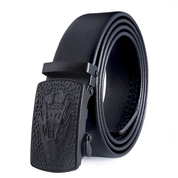 Men's Belts Men's Leather Belt Automatic Buckle Belt PU Belt Body Iron Buckle Head Business Casual Belt_viptrois.com