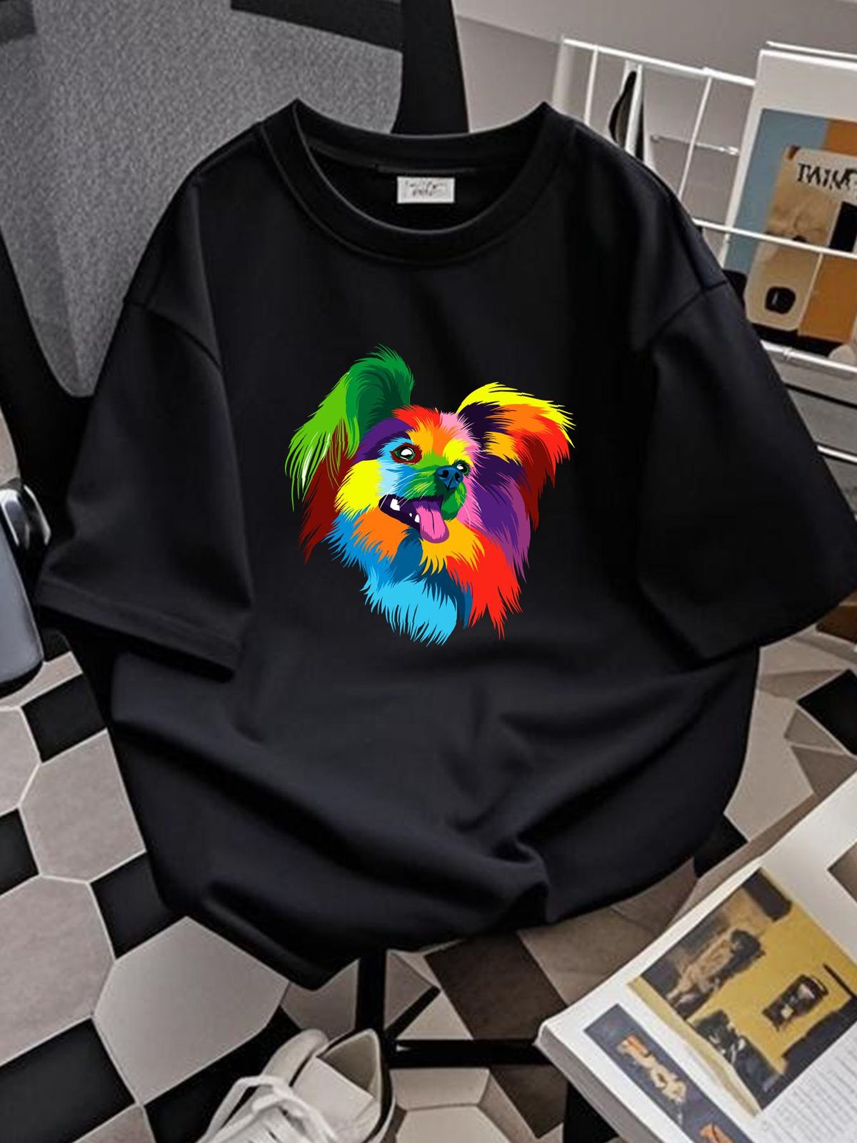 Cute Spaniel Dog Papillion Funny Multicolor Animal Drawstring Bags Gym Bag Hot Lightweight Soft Breathable Comfortable Designer Clothes Casual_viptrois.com