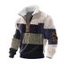 Monochrome Man- 2025 European And American Cross-Border Autumn Winter New Style Fur Collar Trendy Casual Loose 3D Printed Half-Zip_viptrois.com