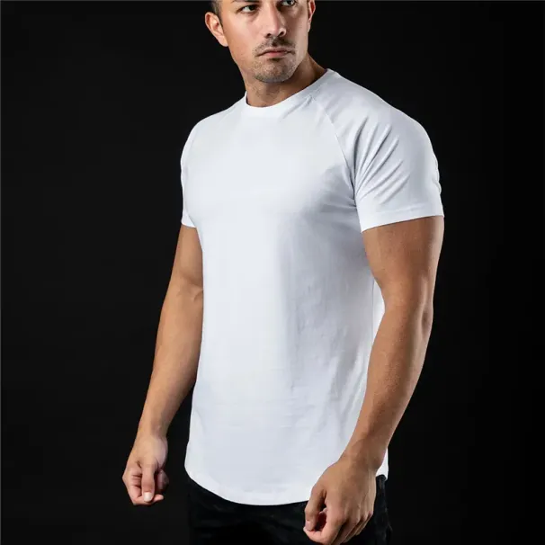 Men's T-Shirts Plain T Shirt Men Fashion Tee Shirts Summer Cotton Short Sleeve Tshirt Fitness Mens Gym Clothing Casual Sports T Shirts 230606_viptrois.com