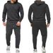 Pure Cross-Border European Size New Solid Men's Sports Trend Pullover Hoodie Set White Khaki Color None_viptrois.com