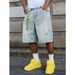 Men's American Retro Street Style Ripped Denim Shorts Summer Loose Wide Leg Casual Capri Pants_viptrois.com