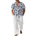 Men's Clothing Hawaiian Shirt And Pants Set Short Sleeve Casual Beach Outfit With Coconut Print Lightweight Polyester Vacation Travel Wear_viptrois.com