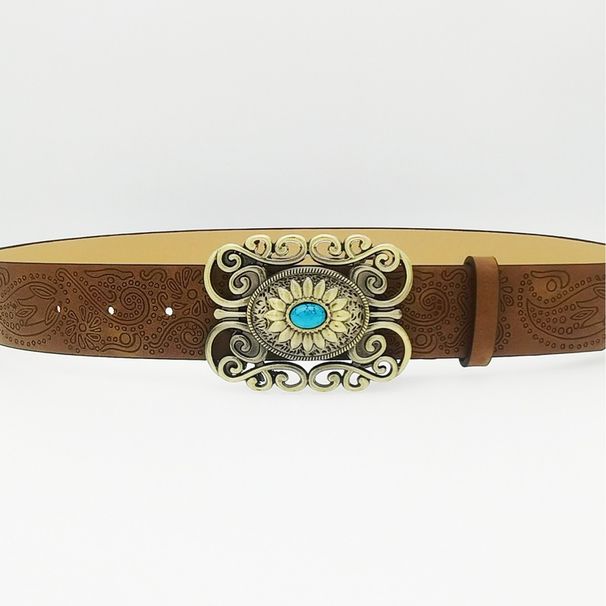 Bohemian Floral Print Belt - Unisex Vintage Waist Belt With Cowboy & Animal Patterns (Western Boho Chic Accessory)_viptrois.com