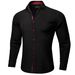 DiBanGu Herren-Hemd, Langärmelig, Schwarz, Einfarbig, Paisley-Farbkontrast, Modisches Hemd Für Herren, Button-Down-Kragen, Herrenbekleidung_viptrois.com