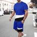 European And American Foreign Trade Summer New Trendy Simple 3D Printed Color-block Short-sleeve T-shirt Set, Men's_viptrois.com