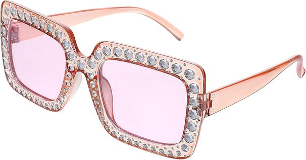 Retro Mit Dickem Rahmen Quadratisch Sonnenbrillen Disco Brille Glitzer Strass Sonnenbrille Für Damen Herren 70er 80er_viptrois.com