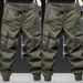 "Men's Tactical Cargo Pants - Army Green Outdoor Workwear With Loose Cuffs, Durable Cotton Fabric For Hiking & Casual Wear"_viptrois.com