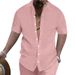 2024 Summer Men's Shirt Casual Loose Short Sleeve Beach Button-Up Top_viptrois.com