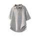 American Fake Two-piece Plaid Splicing Short-sleeved Men's And Women's Front Shoulder Polo Shirt T-shirt Cleanfit With Five-and-a-half Sleeves_viptrois.com