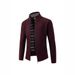 Men's Slim Fit Fleece-Lined Cardigan With Stand Collar - Warm Winter Sweater For Business Casual Style_viptrois.com