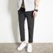 Men's Korean Style Woolen Trousers Autumn Winter Straight Leg Thick Cropped Elastic Waist Casual Trendy Bottoms_viptrois.com