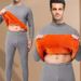 Men's Clothing Trade Men's Thermal Underwear Set, Gold Fleece Lined And Thickened Long Sleeved T Shirt And Trousers Set_viptrois.com