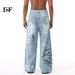 Men's Clothing 2025 New Arrivals American Trendy Street Graffiti Fun Straight Leg Floor Length Wide Leg Pants Jeans_viptrois.com