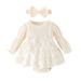 Mother & Kids Waffle Lantern Sleeve Mesh Romper With Crotch Opening Socks Headdress Sets_viptrois.com