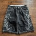 Heavy Embroidery Rhinestone Denim Shorts Trendy Harajuku Style For Men And Women Dark Color Style_viptrois.com