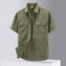 Men's Clothing Comfortable Large Size Solid Color Workwear Short Sleeved Shirt Men_viptrois.com