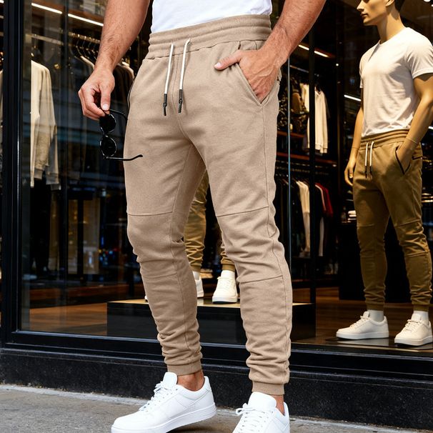 Men’s Slim Fit Sweatpants With Zipper Pockets – Gym & Casual Stretch Joggers (Khaki/Black/Army Green/Navy/Dark Gray, S-XXXL)_viptrois.com