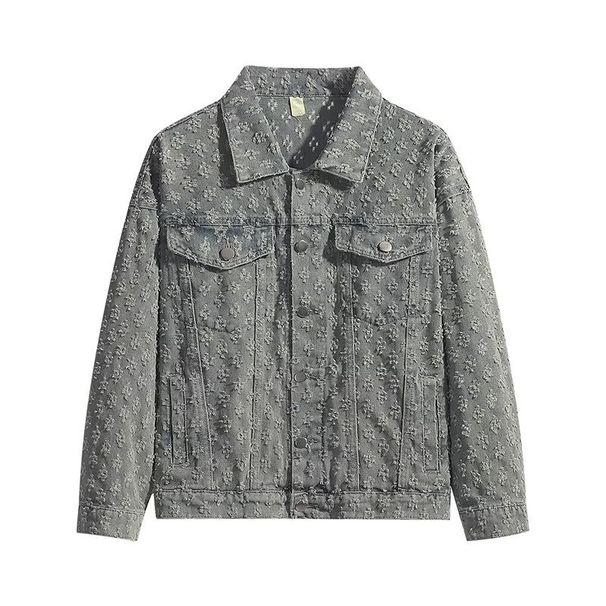Men's Clothing New American Denim Suit Men's Versatile Spring And Autumn Jacket Jacquard Casual Trend Lapel Shirt Wide Leg Pants_viptrois.com