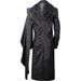 Wan Christmas European and American Men Steam Retro Uniform Stand Collar Black Leather Punk Gothic Cape_viptrois.com