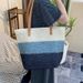 Women’s Bags New Fashion Hand Held Spot Three Color Stitching Paper Straw Woven Bag Straw Bag Beach Bag Seaside Holiday Bag_viptrois.com