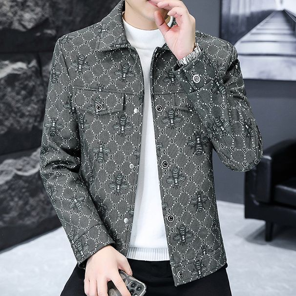 Autumn Winter Men's Plaid Jacket High-End Stylish Turn-Down Collar Woolen Casual Versatile Thickened Short Trench Coat_viptrois.com