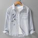 Men's Trendy Embroidered Long Sleeved Shirt, New Casual And Versatile Artistic Loose Top_viptrois.com