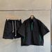 Men's Summer Workwear Short Sleeve Suit Trendy Style Loose Fit Two Piece Set_viptrois.com