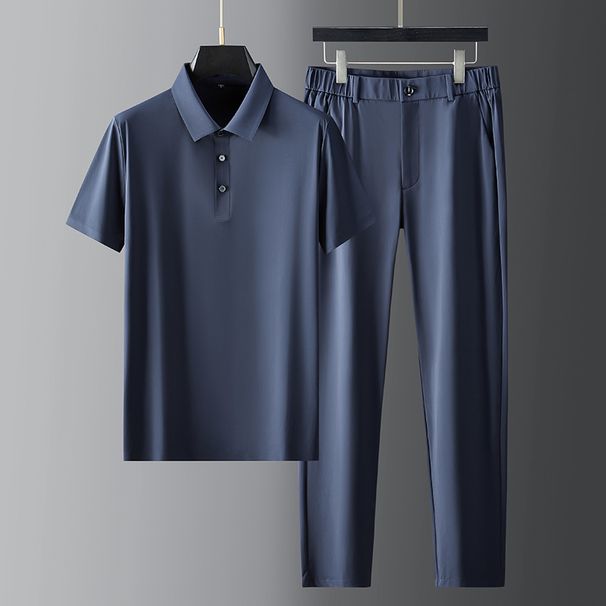 Men's Clothing Temperament Gentleman Silky Wrinkle Summer High End Business Ice Silk Quick Drying Thin Men's Short Sleeved Shirt Suit_viptrois.com