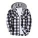 New Fleece Plaid Size Double Pocket Hooded Casual Men's Shirt_viptrois.com